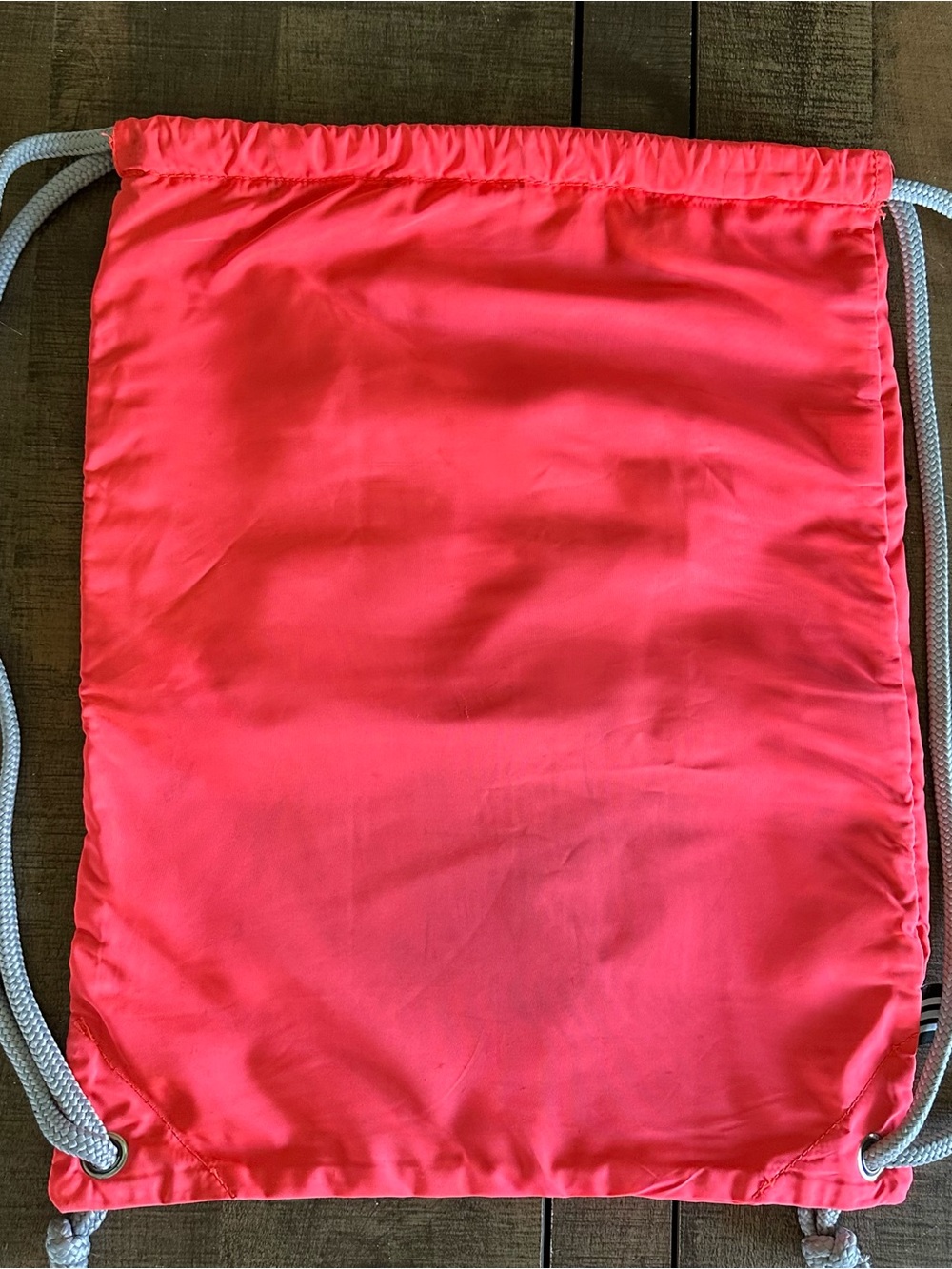 Adidas Drawstring Backpack Gym Sack Coral Pink Gray Cinch Bag Zipper Pocket - Picture 13 of 16